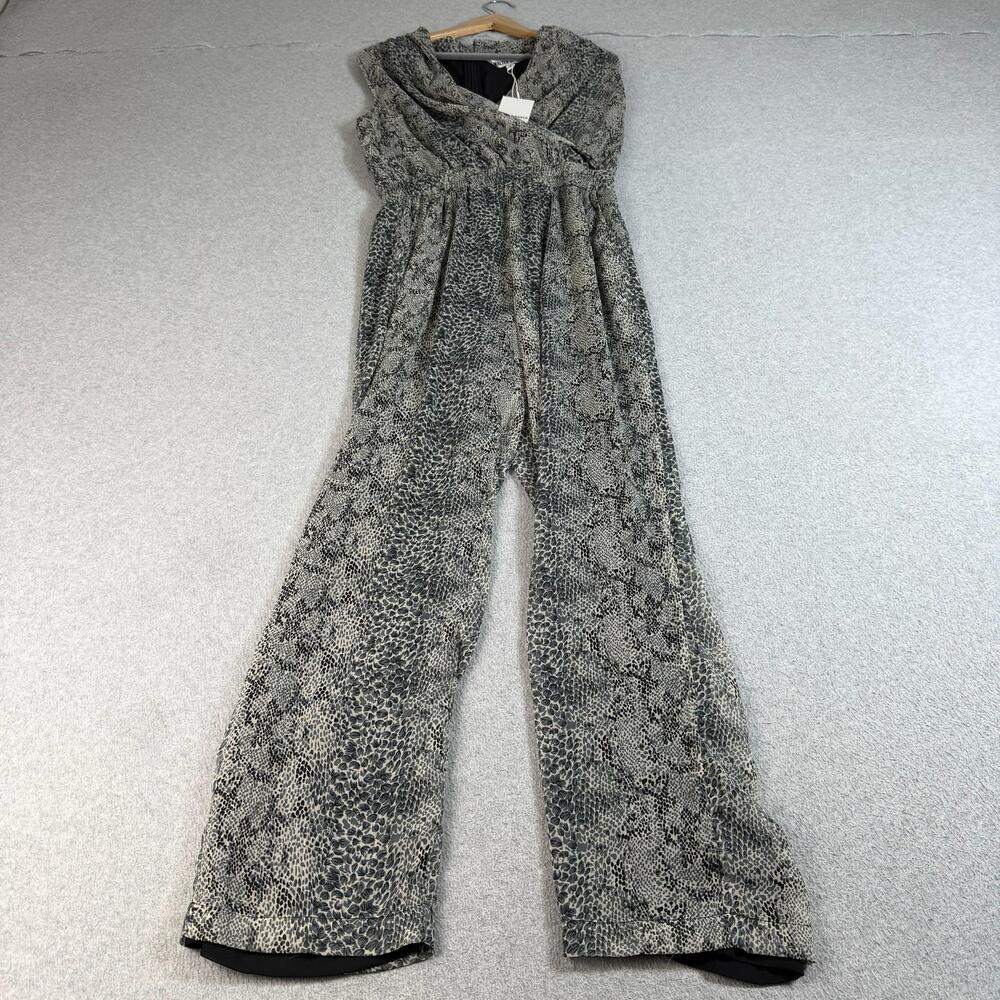 Walter Baker Kiley Jumpsuit Women Medium Gray Animal Print Sleeveless Wide Leg